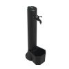 Black Outdoor Fountain And Bucket With 5 Liters Capacity, Aluminum Grid Leaf Catcher. Double Side And Bottom Water Connection. Made Of High Resistance Polyethylene. Black Metal Alloy Tap With Garden Hose Quick Coupling 