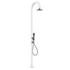 White Aluminum Luna Shower With Mobile Hot And Cold Water Hand Shower And Mixer, Round Shower Head Anti-limescale Nozzles. Double Water Connection, Bottom And Side. Ideal For All Outdoor Activities Or Placeable Inside The Home. 