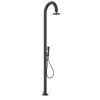 Black Aluminum Shower With Mobile Hot And Cold Water Hand Shower, Round Shower Head With Anti-scale Nozzles. Dual Water Connections, Bottom And Side. For All Outdoor And Indoor, Private And Commercial Activities. For Large Workloads. 