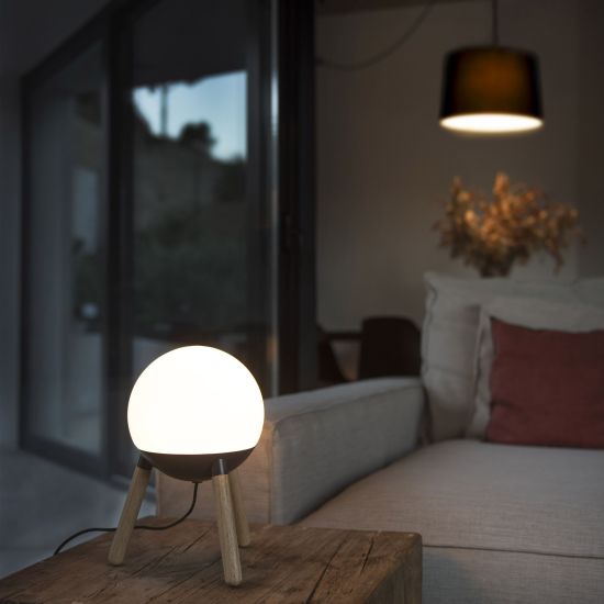 FARO  Lampada Da Tavolo Legno e Vetro Bianco  un prodotto in offerta al miglior prezzo online