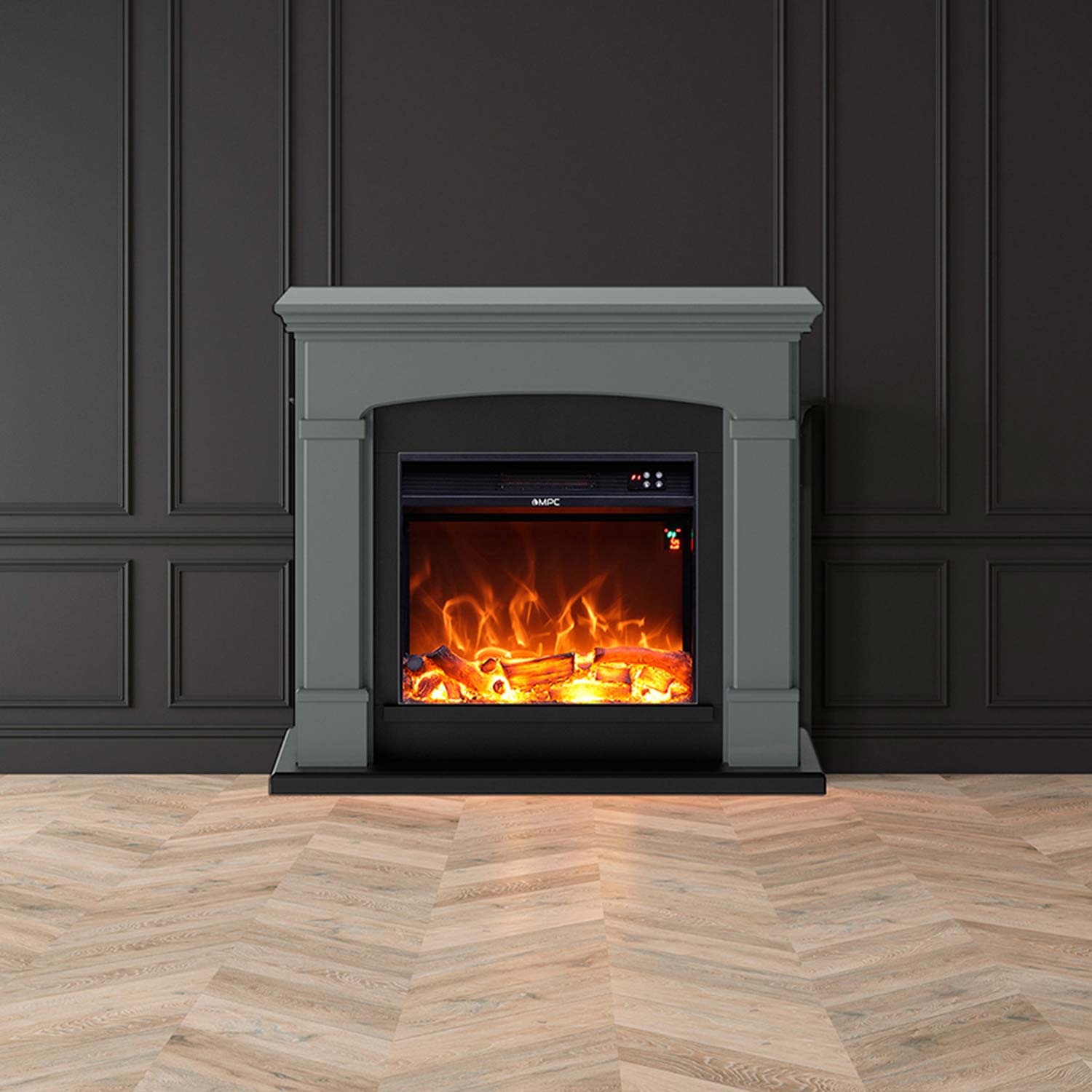 Dark Gray Floor Fireplace