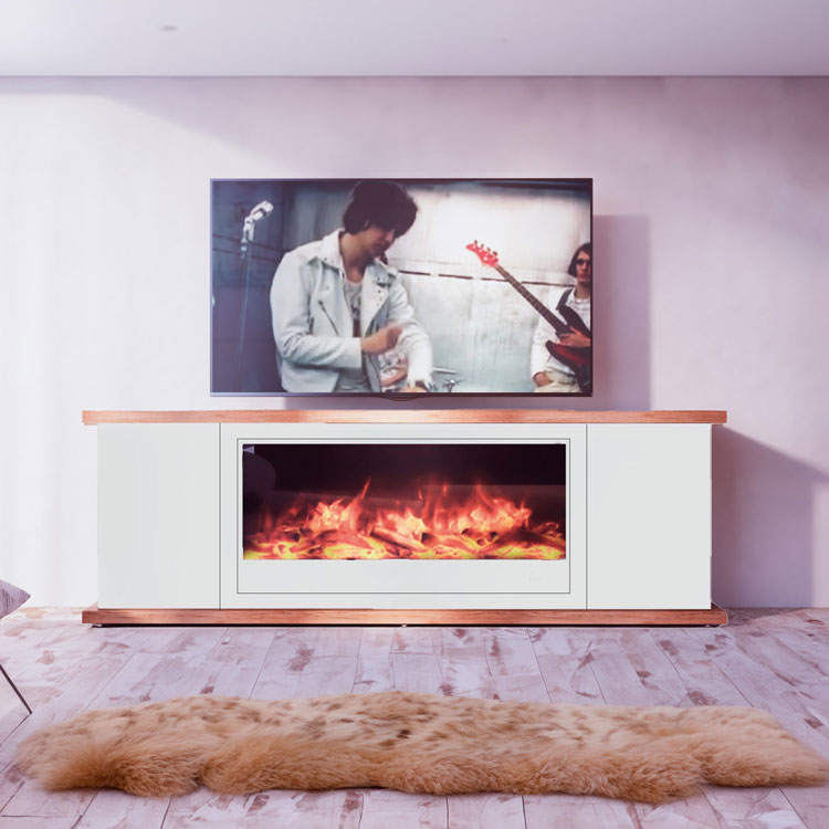 Electric Fireplace In Handmade Cabinet