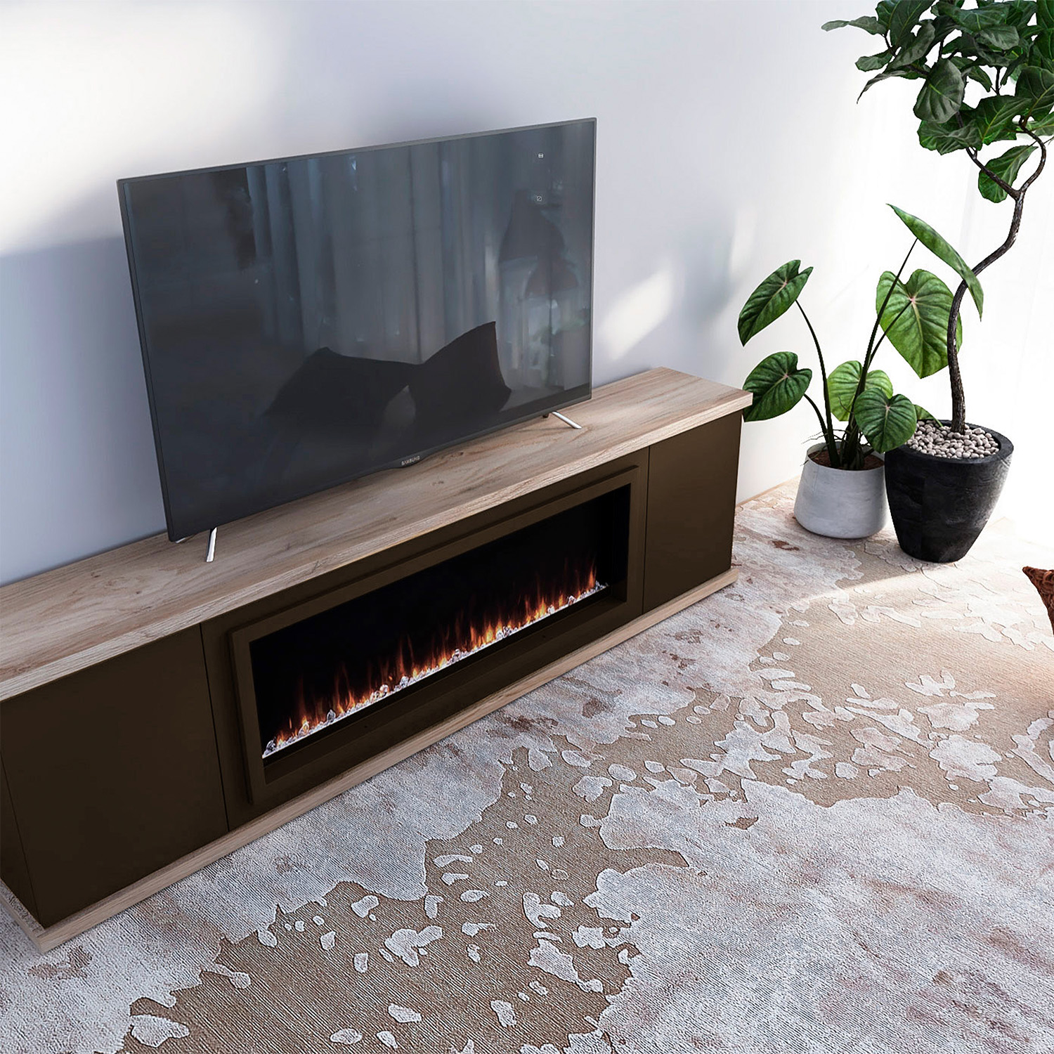 Low Cabinet With Electric Fireplace