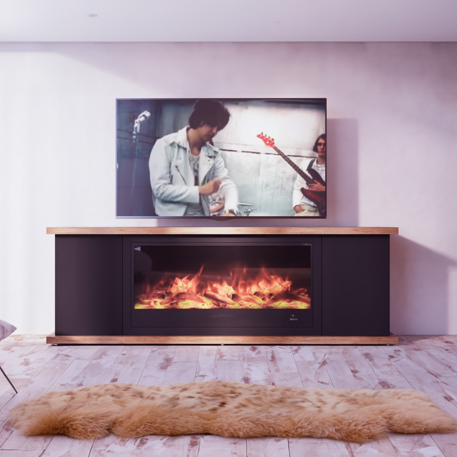 Living Room Cabinet With Electric Firepl