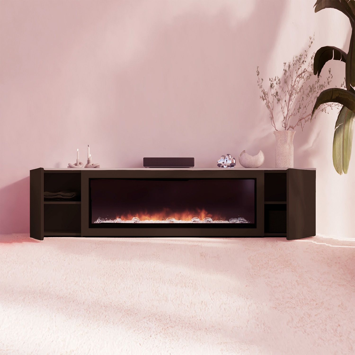 Low Sideboard With Electric Fireplace