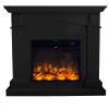 Floor And Wall Fireplace Composed Of Black Frame And Black Electric Burner 1500w With Real Led Flame Effect. Fireplace Design Complete With Remote Control. Made Of High Quality Mdf Wood Easy To Place Or Move.