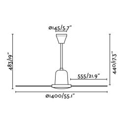 Paddelventilator ohne Licht Indus