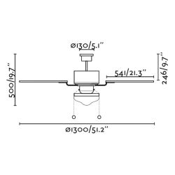 Ventilatore con luce e 4 pale LOMBOK